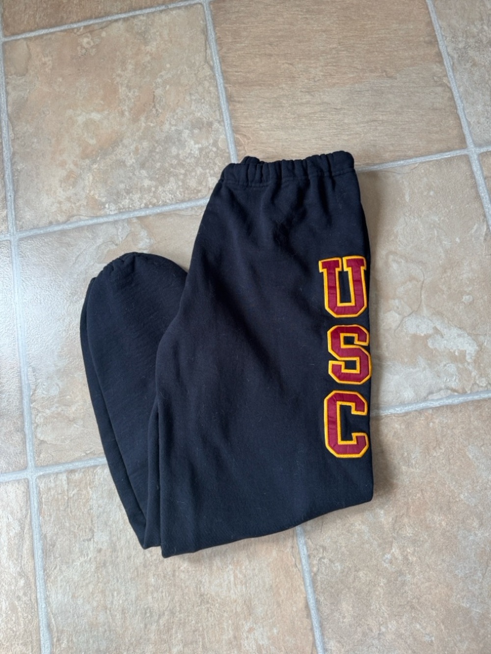 USC Black Sweatpants with Maroon & Gold Lettering - size XXL